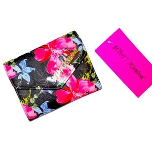 Betsy Johnson Wallet Floral Black NWT